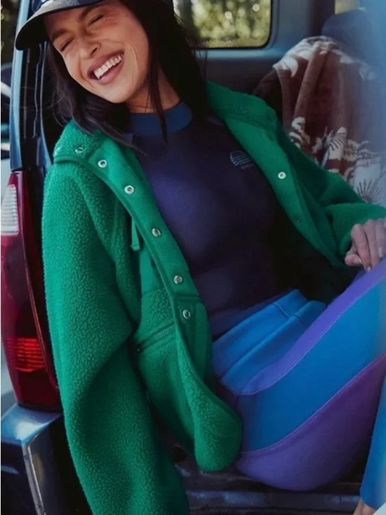 Free People Hit The Slopes Fleece Jacket. NWT. Green glow